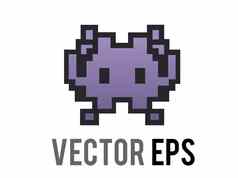 向量经典游戏紫色的外星人怪物位图形图标