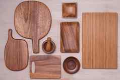 开销视图木餐具平躺摄影木厨房用具