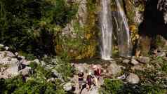 grunas瀑布风景如画的网站内部国家公园塞蒂阿尔巴尼亚