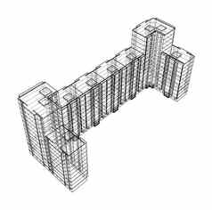 戴着一副金属框模型多层建筑