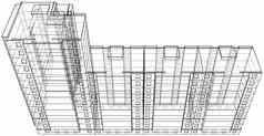 戴着一副金属框模型多层建筑