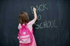 学校女孩孩子背包写作黑板