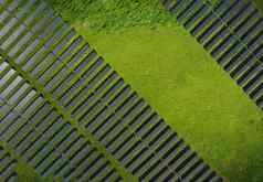 太阳能能源权力农场空中视图太阳能面板