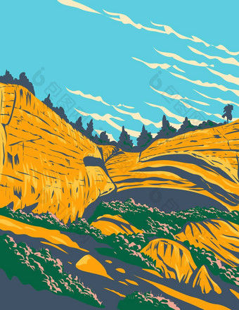 象形文字洞穴状态公园黄石公园蒙大拿美国水渍险海报艺术