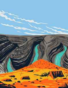 鹅颈式状态公园俯瞰漫步三John河墨西哥他犹他州美国水渍险海报艺术