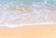 关闭美丽的海波热带沙子海滩夏天背景