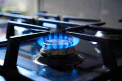蓝色的火焰气体滚刀生产温室气体排放厨房炉子炉篦燃烧器推动可燃自然气体合成气丙烷丁烷炊具加热器浪费自然资源