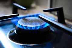 炊具加热器蓝色的火焰气体滚刀生产温室气体排放浪费自然资源厨房炉子炉篦燃烧器推动可燃自然气体合成气丙烷丁烷
