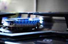厨房炉子炉篦燃烧器推动可燃自然气体合成气丙烷丁烷蓝色的火焰气体滚刀生产温室气体排放炊具加热器浪费自然资源