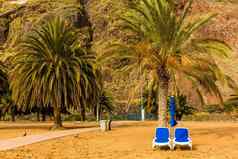 休息地中海海蓝色的太阳便鞋集阳光明媚的快乐手掌热带自然海边度假胜地概念健康旅游海滩娱乐