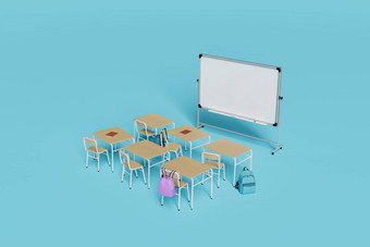 极简主义教室桌子白板
