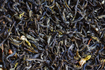 中国人干茶背景茉莉花茶干酿造茶叶黑色的茶
