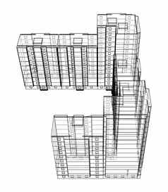 戴着一副金属框模型多层建筑