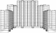 戴着一副金属框模型多层建筑