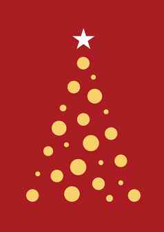 垂直向量简单的白色圣诞节树红色的卡背景