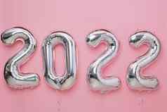 气球数量一年庆祝活动装饰设计元素粉红色的背景