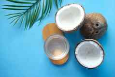 前视图片新鲜的椰子瓶石油表格