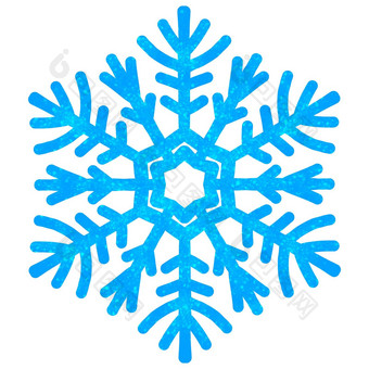 油漆雪花插图标志冬天冷天气象征独特的美手画画孤立的白色背景