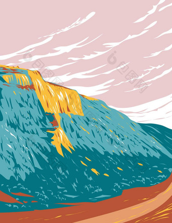 汇峡谷状态公园风河山着陆器怀俄明水渍险海报艺术