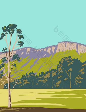 以前虚张声势国家公园位于南西wauchope南威尔士澳大利亚水渍险海报艺术