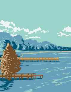 湖chicot状态公园牛轭湖chicot县阿肯色州δ阿肯色州水渍险海报艺术