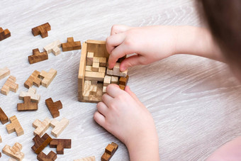 组织订单孩子折叠木谜题块折叠模具休闲孩子们