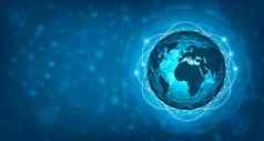 网络全球地球通信网络地图世界蓝色的地图黑暗蓝色的背景地图世界向量全球物流网络