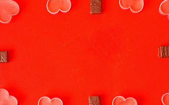 快乐情人节一天粉红色的浪漫的心巧克力糖果红色的背景浪漫的情人节一天背景