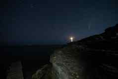 Hdr景观视图新智慧彗星白色灯塔晚上天空海滩