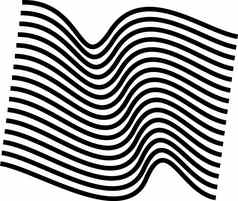 几何弯曲的波行黑色的白色