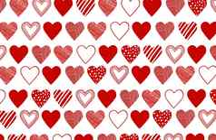 手画红色的心插图明亮的模式圣情人节一天