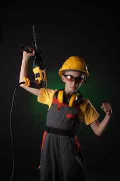 孩子构建器服装摆姿势工作工具