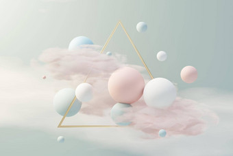渲染柔和的球肥皂泡沫斑点浮动空气毛茸茸的云海洋浪漫土地梦想场景自然摘要梦幻天空