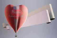 插图快乐情人节一天问候卡心形状热空气气球空间文本