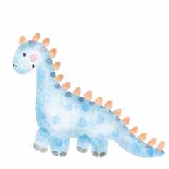 集幼稚的恐龙可爱的水彩婴儿插图
