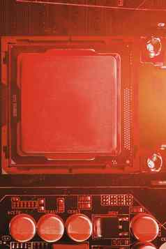 中央处理器电脑主板红色的颜色