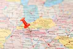 红色的文书针地图美国南田纳西州资本纳什维尔关闭地图南田纳西州红色的谢谢