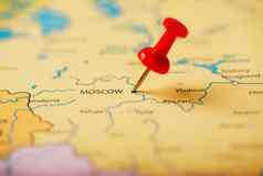 位置目的地地图莫斯科红色的图钉