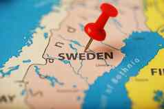 位置目的地地图瑞典红色的图钉