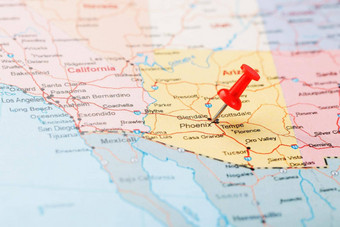 红色的文书针地图美国亚利桑那州资本凤凰城关闭地图猎户座红色的谢谢
