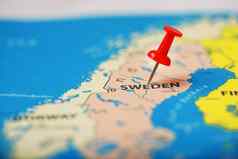 位置目的地地图瑞典红色的图钉
