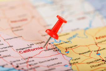 红色的文书针地图美国加州萨克拉门托资本关闭地图加州红色的谢谢