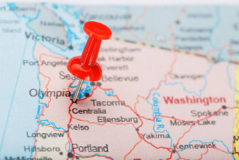 红色的文书针地图美国华盛顿关闭地图华盛顿红色的谢谢