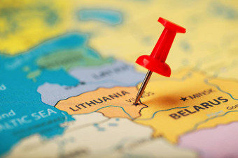 红色的按钮<strong>位置坐标</strong>目的地地图国家立陶宛