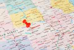红色的文书针地图美国内布拉斯加州资本林肯关闭地图内布拉斯加州红色的谢谢