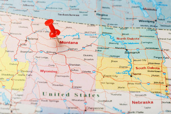 红色的文书针地图美国蒙大拿资本海伦娜关闭蒙大拿地图红色的谢谢
