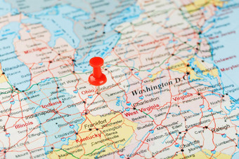 红色的文书针地图美国南俄亥俄州资本哥伦布关闭地图南俄亥俄州红色的谢谢