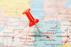 红色的文书针地图美国印第安纳州资本印第安纳波利斯关闭地图页面受保护的等待印第安纳州红色的谢谢