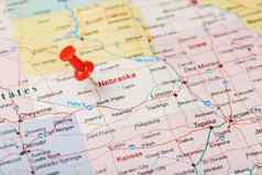 红色的文书针地图美国内布拉斯加州资本林肯关闭地图内布拉斯加州红色的谢谢