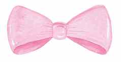水彩手画粉红色的弓领带孤立的白色